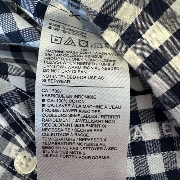 Janie & Jack navy gingham long sleeve button-up shirt Kids 6 dressy holiday - Picture 4 of 9